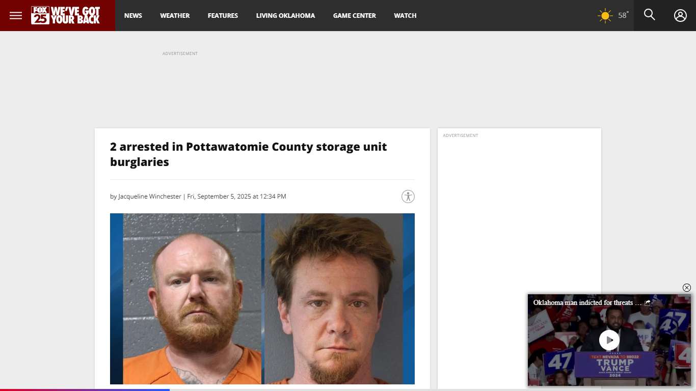 2 arrested in Pottawatomie County storage unit burglaries